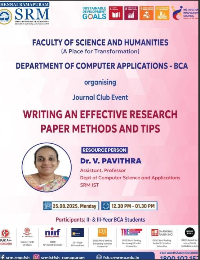 Journal Club Event on “Writing an Effective Research Paper Methods and Tips”