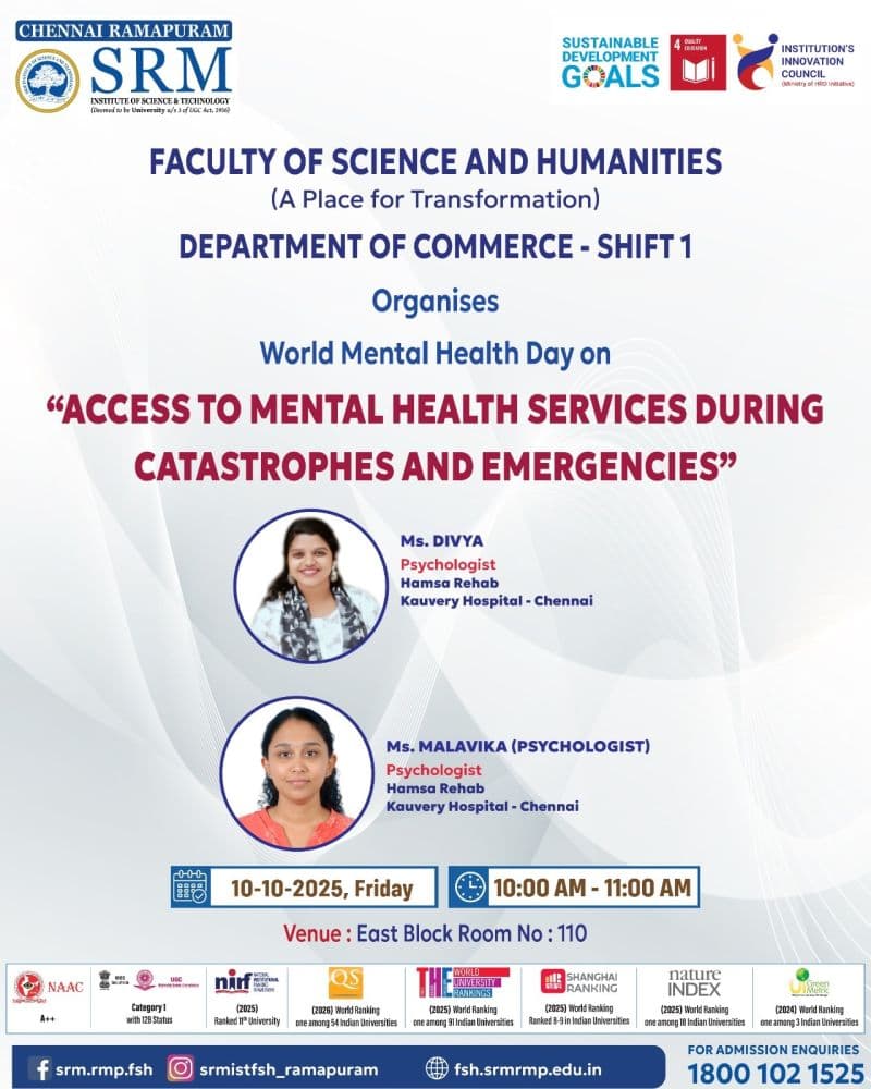 World Mental Health Day On “Access to Mental Health Services during Catastrophes and Emergencies”