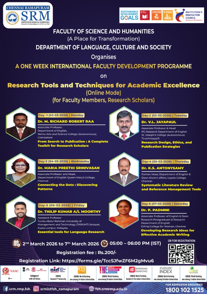 One Week International FDP on Research Tools and Techniques