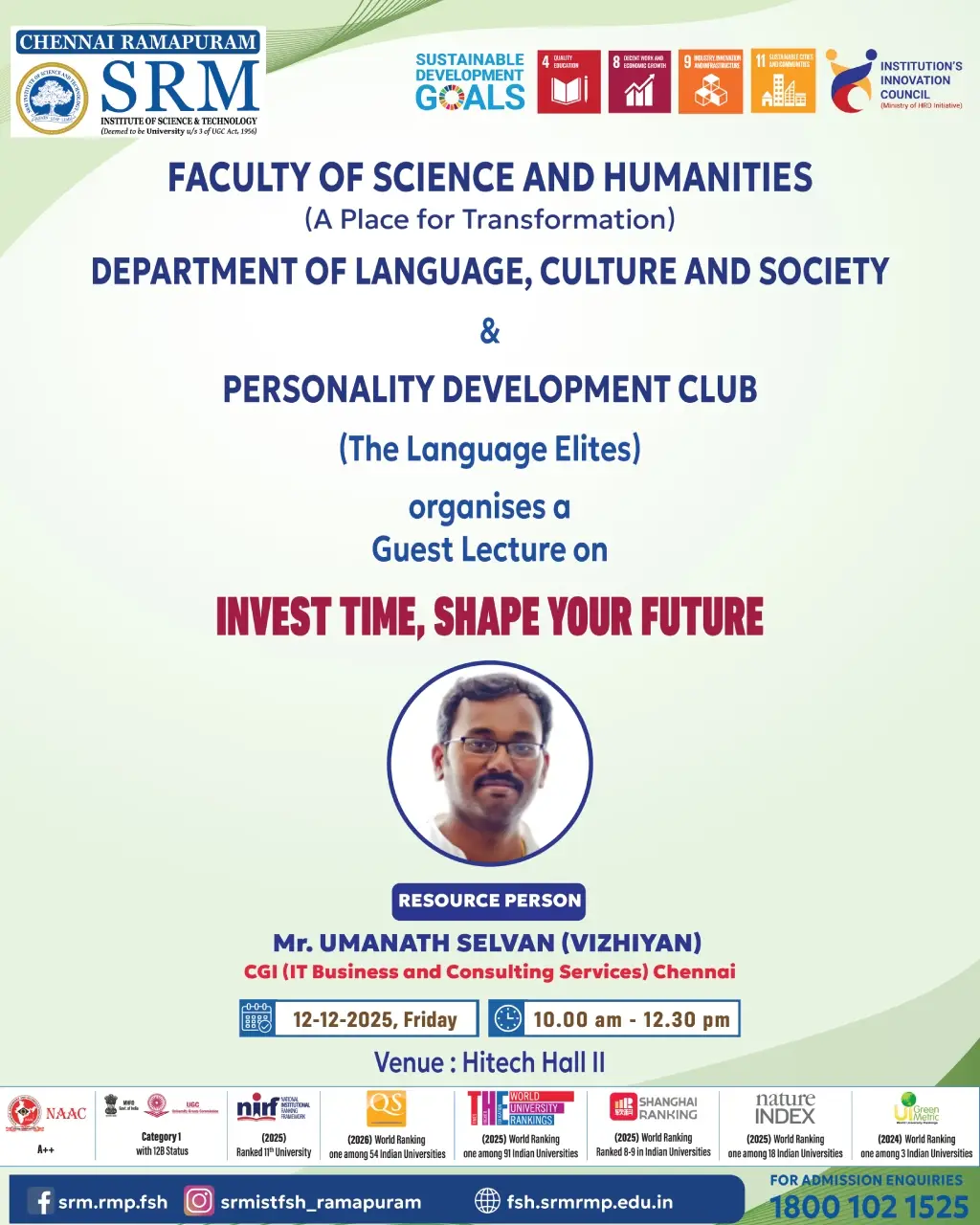 Guest Lecture on Invest Time, Shape Your Future
